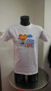 White Cotton Round Neck Heat Transfer Printing