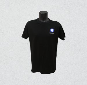 Black Cotton RN Shirt with silkscreen printing