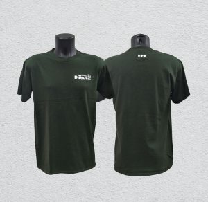 Forest Green Gildan Cotton RN Shirt with silkscreen printing