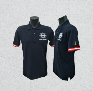 Navy 3-Tone Honeycomb Cotton Polo with embroidery