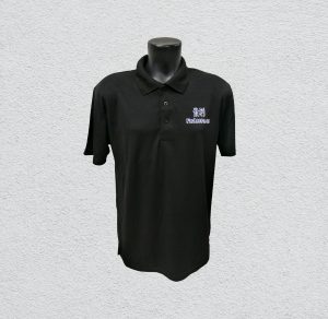 Black Drifit Eyelet Polo Shirt with silkscreen printing